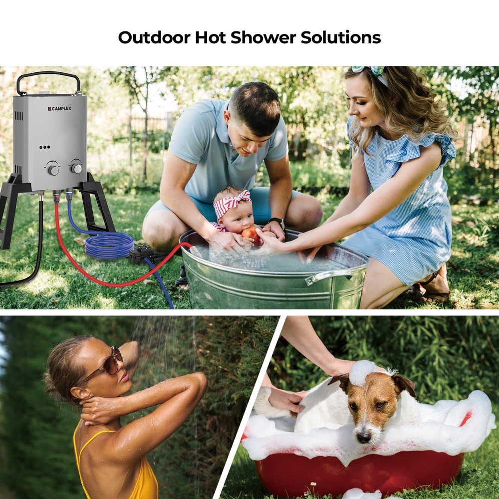 Camplux 5L Portable Propane Water Heater & Carry Bag Instant Hot Shower Outdoor