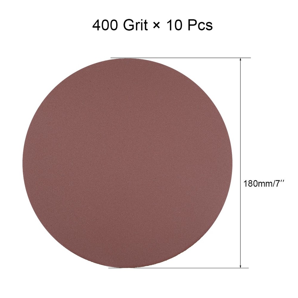 10Pcs 7" Hook and Loop Sanding Disc 400 Grits Flocking Sandpaper Brown