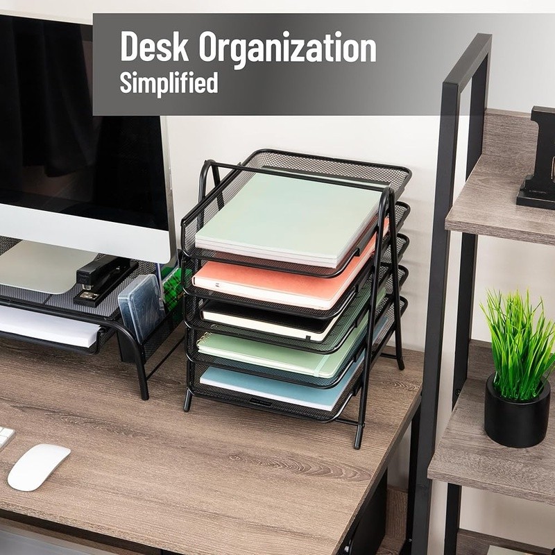Durable Five Color-Coded Sorting Trays Classroom Organization Metal Mesh Design