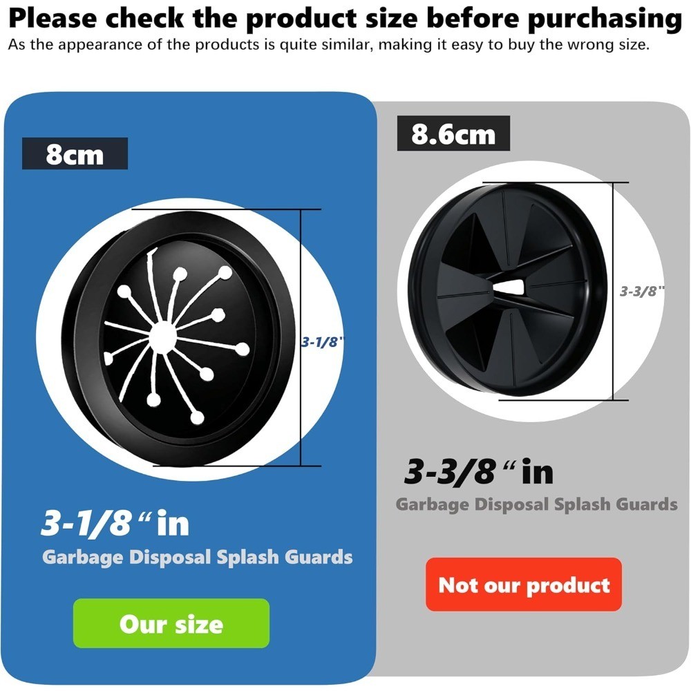 Garbage Disposal Splash Guard 2 Pack Rubber Sink Drain Protector Baffle 3-1/8