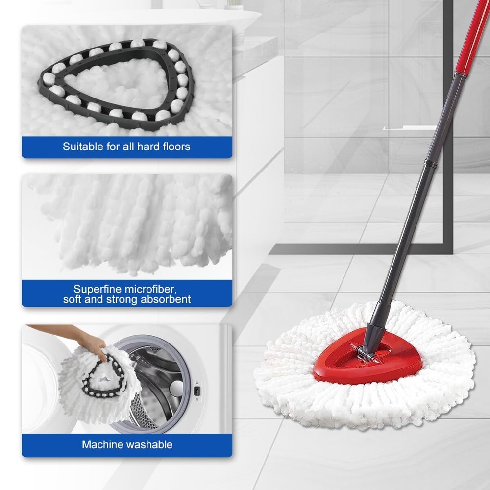 Replacement Microfiber Mop Head Easy Clean Wring Refill For O-Cedar Spin Mop