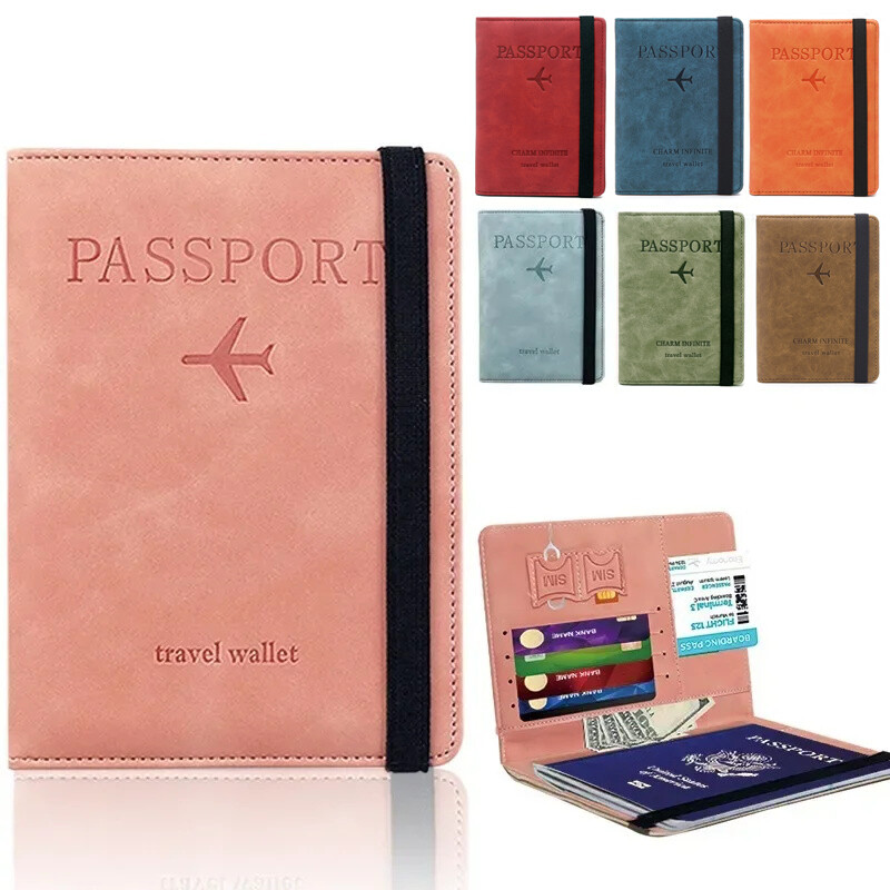 Travel RFID Business Passport Covers Holder Multi-Function Card Leather Wallets