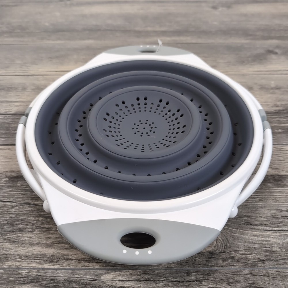 Popware Rubber Colander 10" Expandable Gray & White Kitchen Strainer NEW