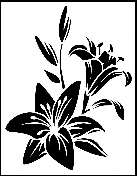 8"x10" Clear Plastic Stencil - Lily (SC614)*****