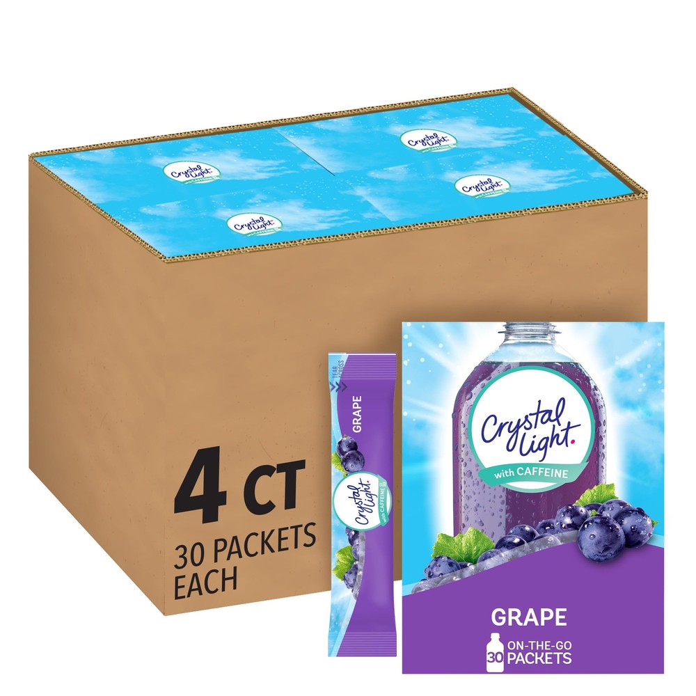 Crystal Light Grape Naturally Flavored Powdered Drink Mix with Caffeine, 120 ...