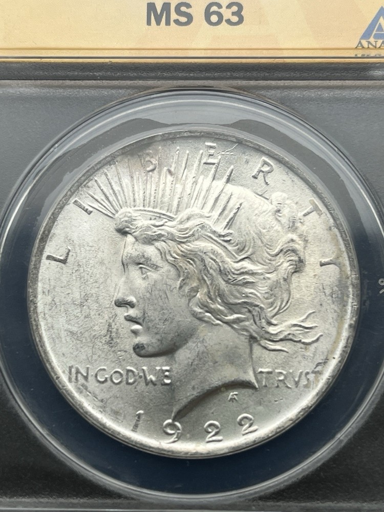 1922 Peace Silver Dollar ANACS MS63 VAM-50