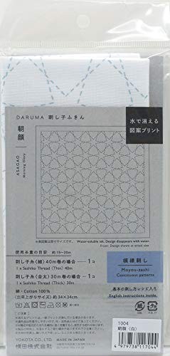 Daruma Sashiko Cloth, Morning Glory, White