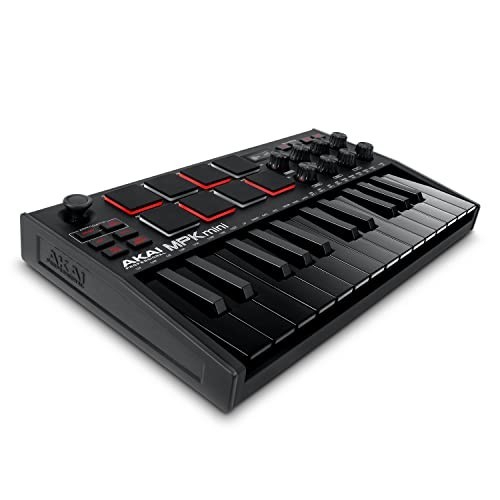 25-Key USB MIDI Keyboard Controller with 8 Backlit Drum Pads & Knobs, Music Soft