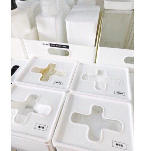 Japanese Inomata Cross Storage Box Drawer Organizer Stackable Storage Bin White