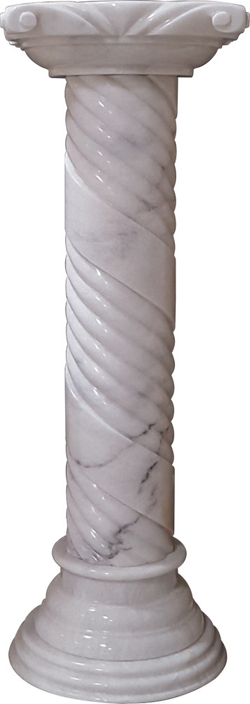 Solid White Marble Spiral Pedestal Column 41" Tall. Pickup Only.