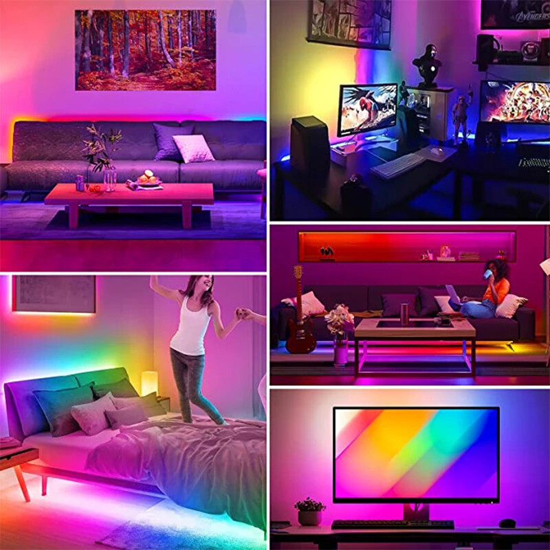 LED Strip 2m RGBIC WS2812b Remote Control Chasing Effect