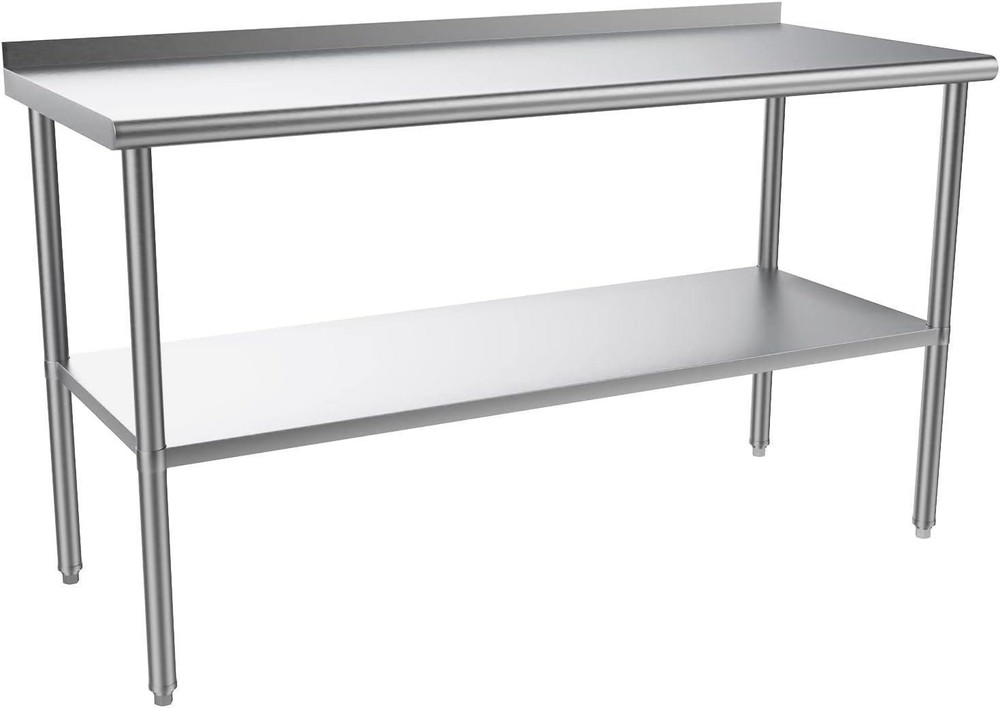60'' x 24'' Stainless Steel Prep Table Worktable with with Adjustable UnderShelf