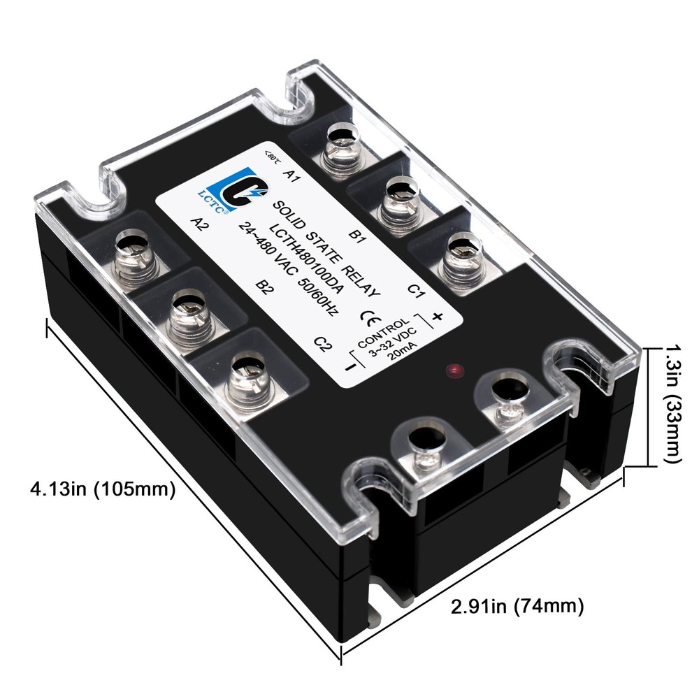 SSR100DA 3 Phase Solid State Relay 100A DC To AC 332VDC 24480VAC Switch