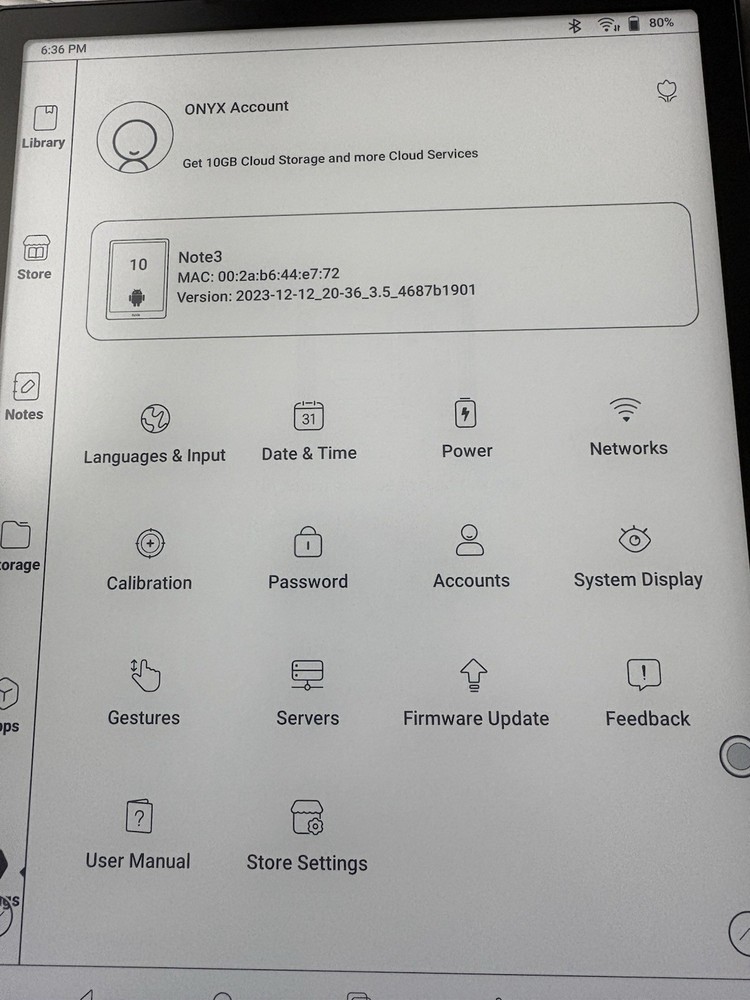 BOOX Note3 Touchscreen eBook Reader Android Wi-Fi USB-C Black bundle