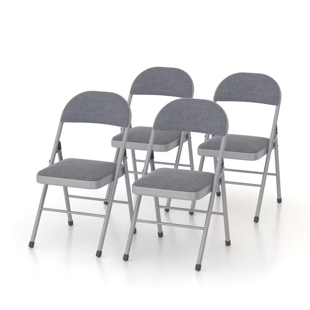 8-Pack Padded Folding Chairs with Fabric Seat, Steel Frame Folding Card Table Ch