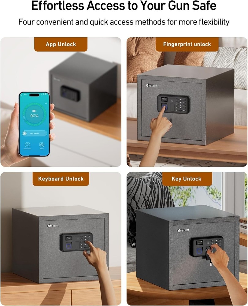 Secure Handgun Safe with Multiple Unlock Options