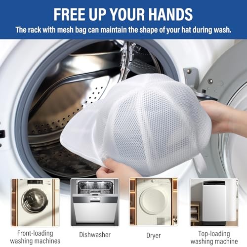 2 Pack Baseball hat Washer for Washing Machine - 2 Pack Hat Rack Hooks, White