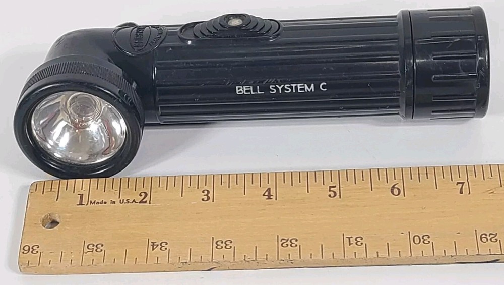 Bell System C Bright Star Flashlight Black 7" & Leather Canvas Lineman Tool Bag
