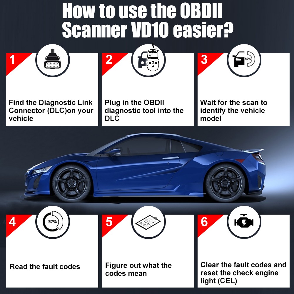 2026 VDIAGTOOL VD10 Code Reader OBD2 Scanner Diagnostic Read Engine Fault Code