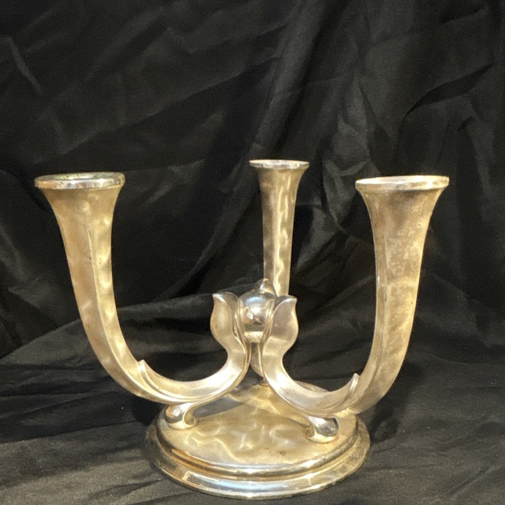WMF Ikora Silverplate Three-Arm Candlesticks Pair Post-1940 Decorative
