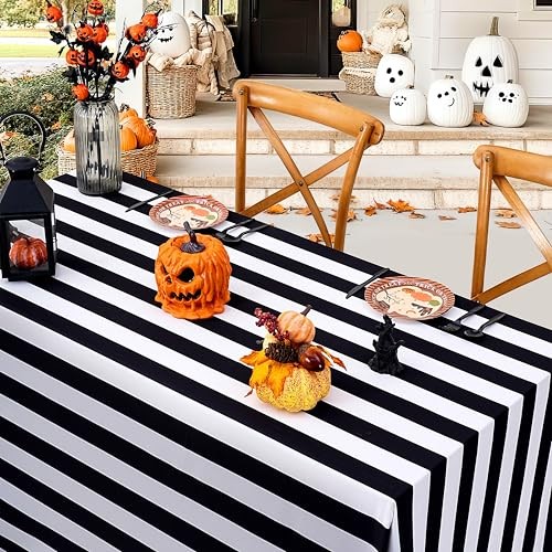 Waterproof Black and White Tablecloth 57" x 120" (Rectangular) Black&white