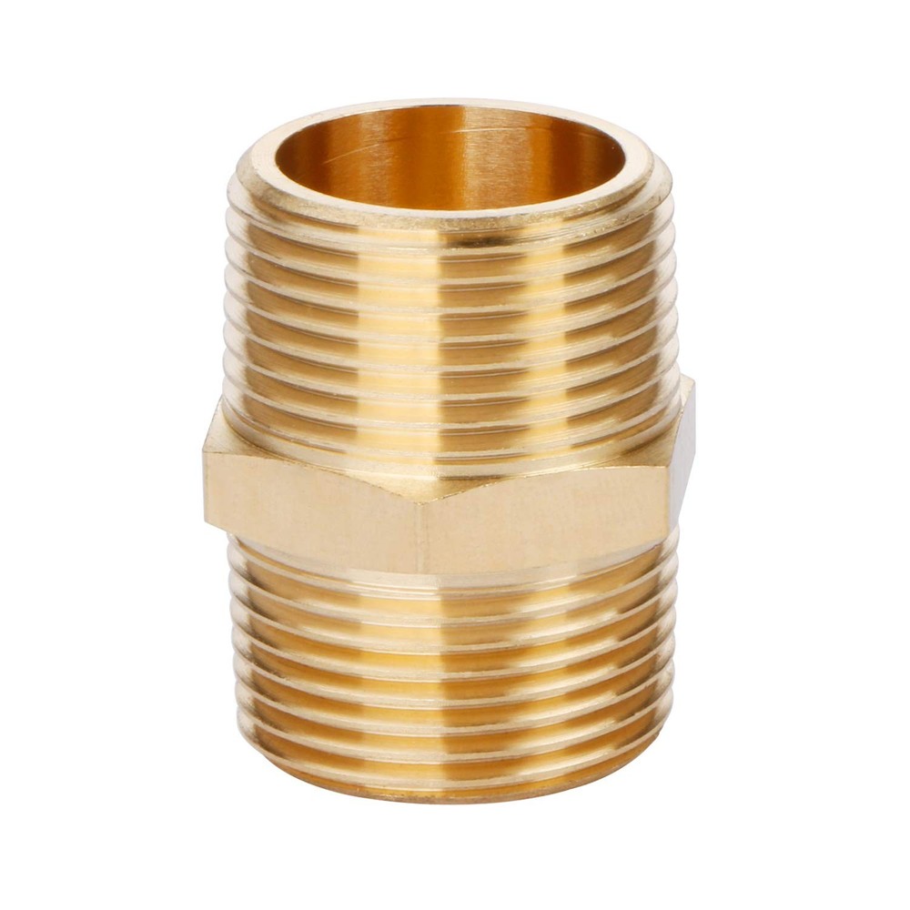 U.S. Solid Brass Pipe Fitting, Hex Nipple, 3/4"-3/4" NPT Male, 1 pc,