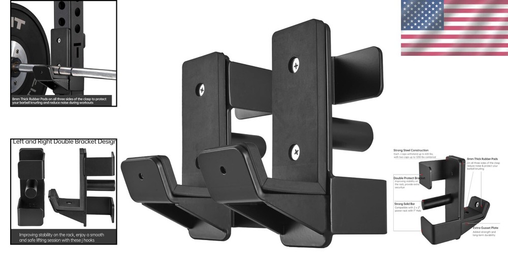 Double Bracket J-Hooks for 2" x 2" Power Rack – Ultimate Stability & Safety--
