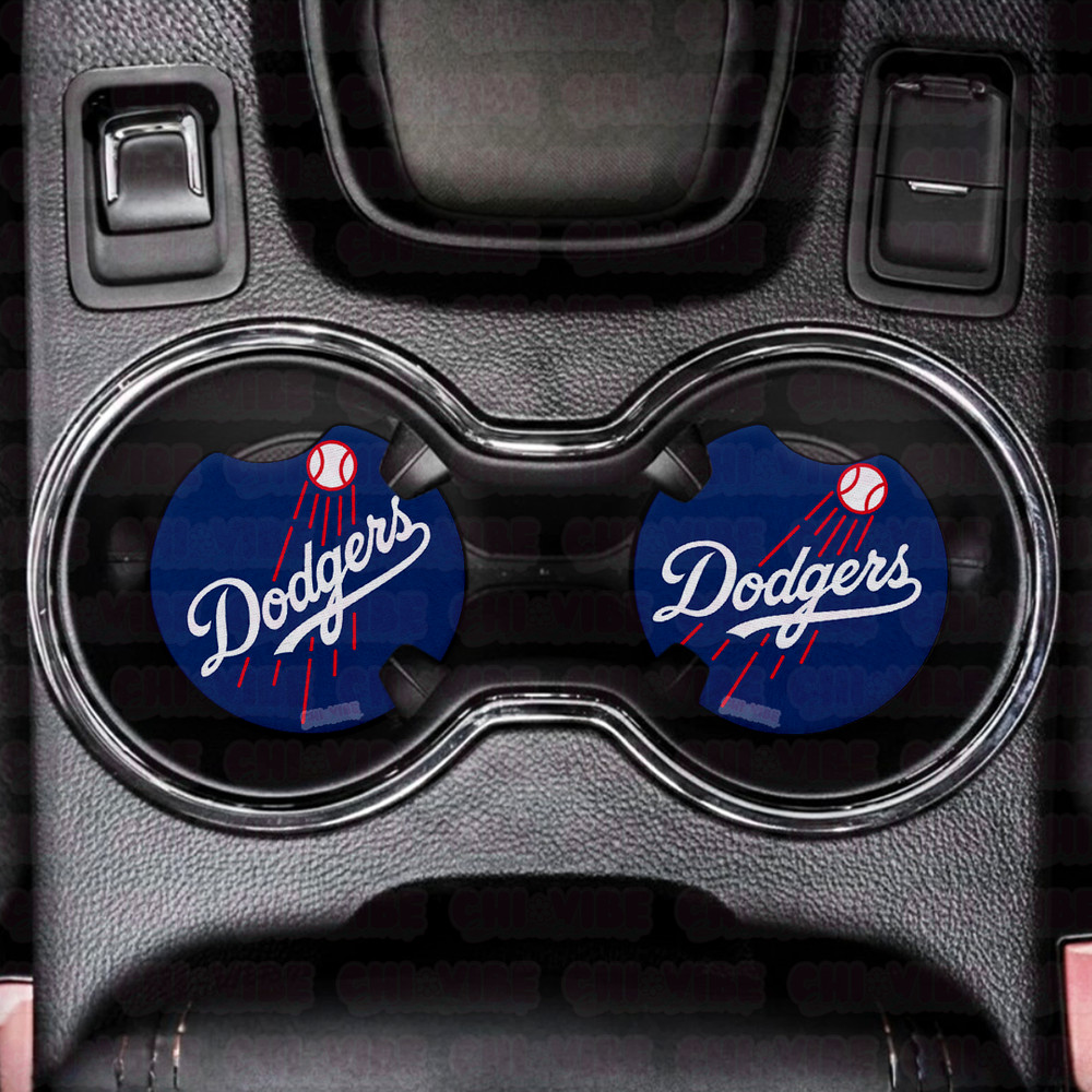 Dodgers LA Car Coasters 2pc Set Custom Handmade Cup Holder Inserts