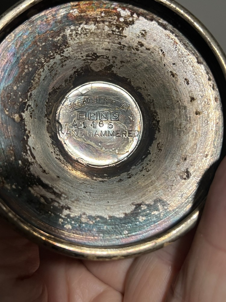 Vintage Hammered Silver Plated Goblet 6" Tall. 3" Diameter