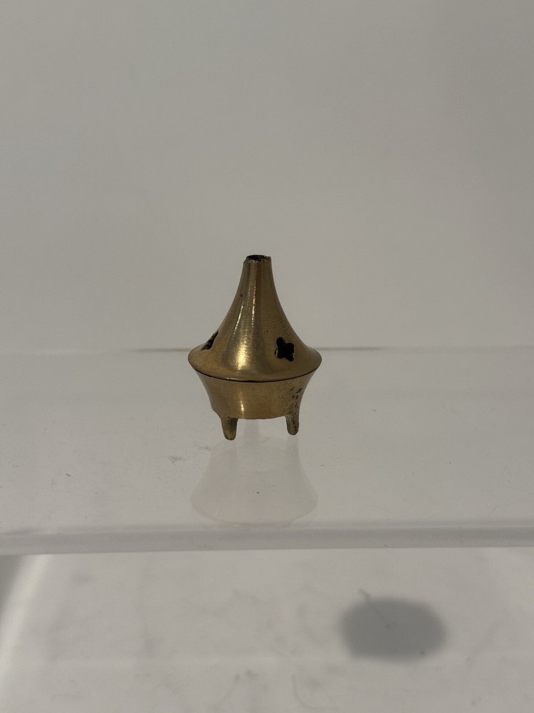 Vintage Incense stick Holder Solid Brass Cone Shaped Miniature 1.5”