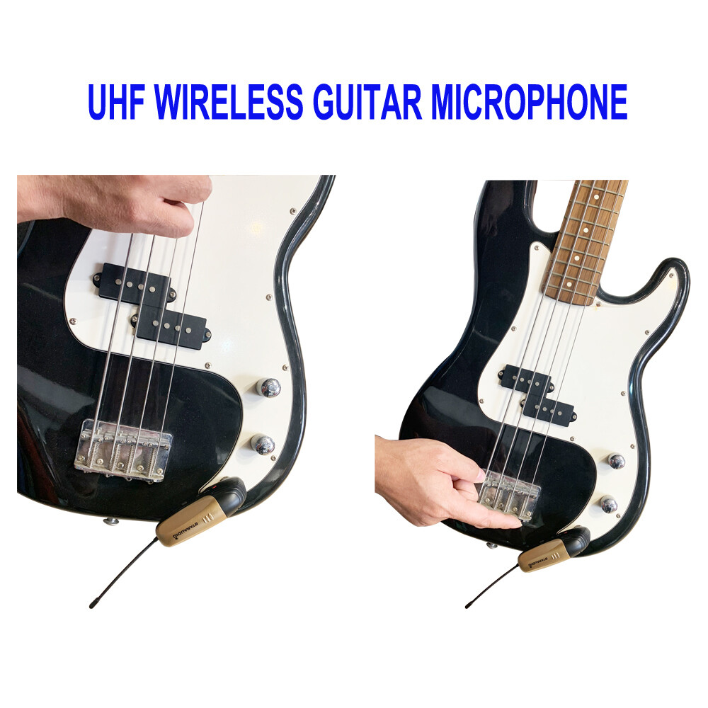 Quad Dynamic Wireless UHF Microphone System Guitar Straight pug Angled plug Mics
