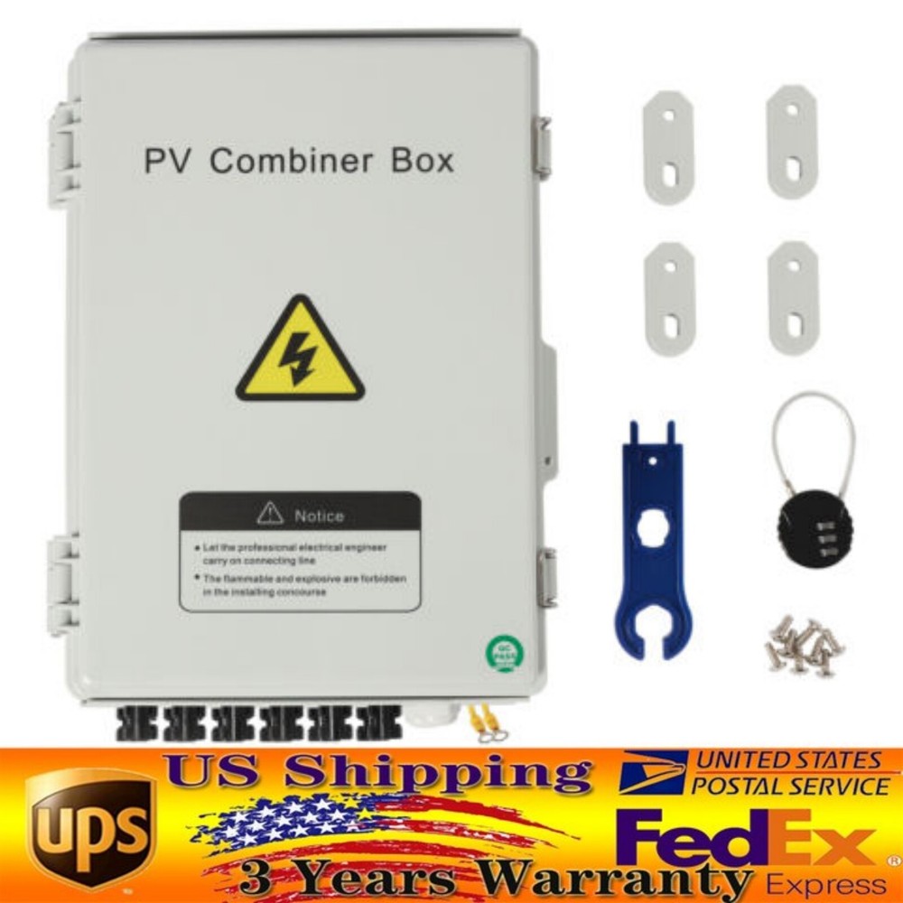 6 String Solar PV Combiner Box 15A Circuit Breaker for Solar Panel Plastic