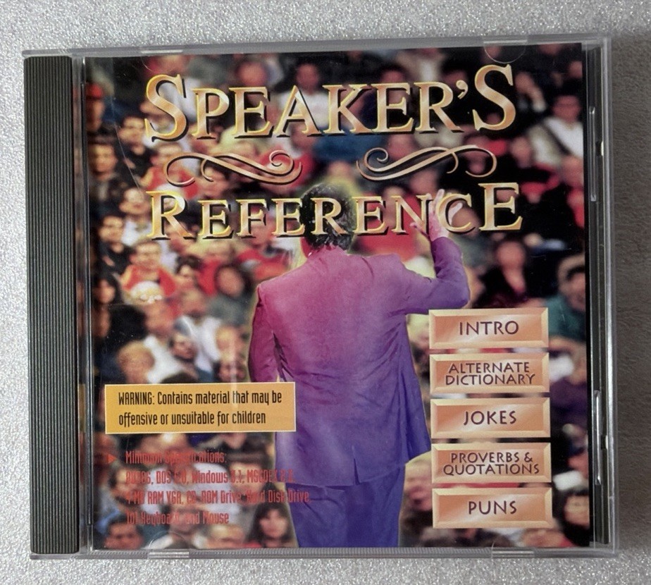 Speaker’s Reference PC CD ROM 1994 Guide To Public Speaking