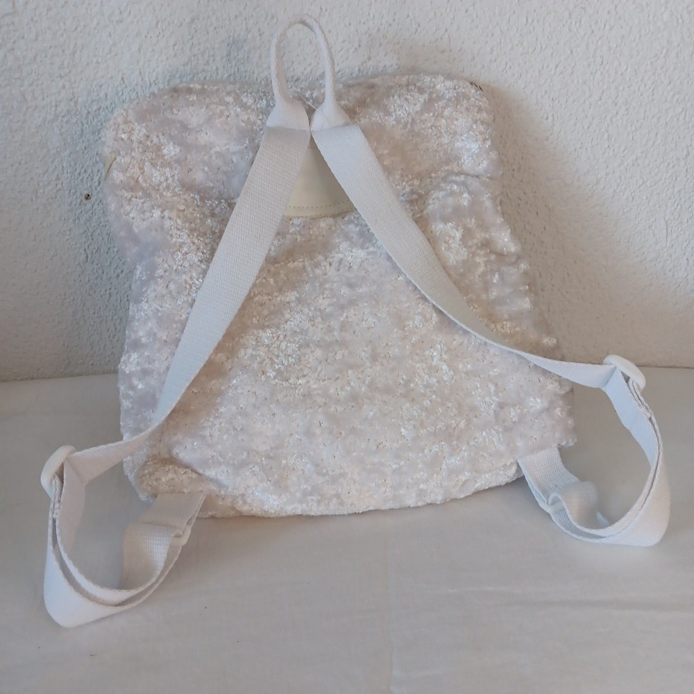 Commonwealth Snowy White Lamb Backpack Removable Plush Satin Lining Adjustable