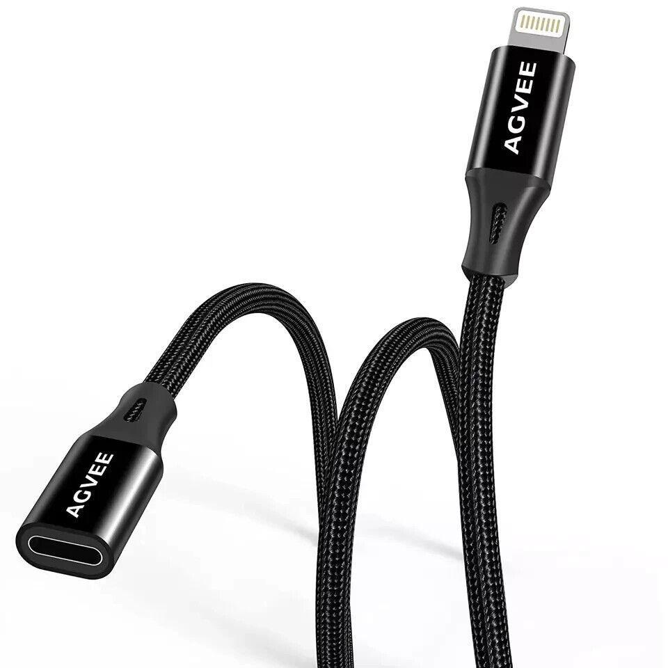 3.3ft Lightning Extension Cable Braided Female to Male Extender Full Function