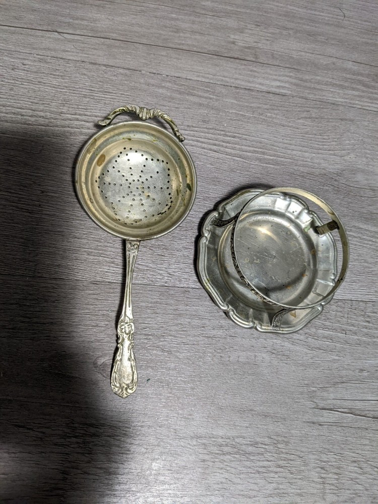 Vintage JDB Silverplate Tea Strainer Ornate Silver Plate Tea Set Accessory