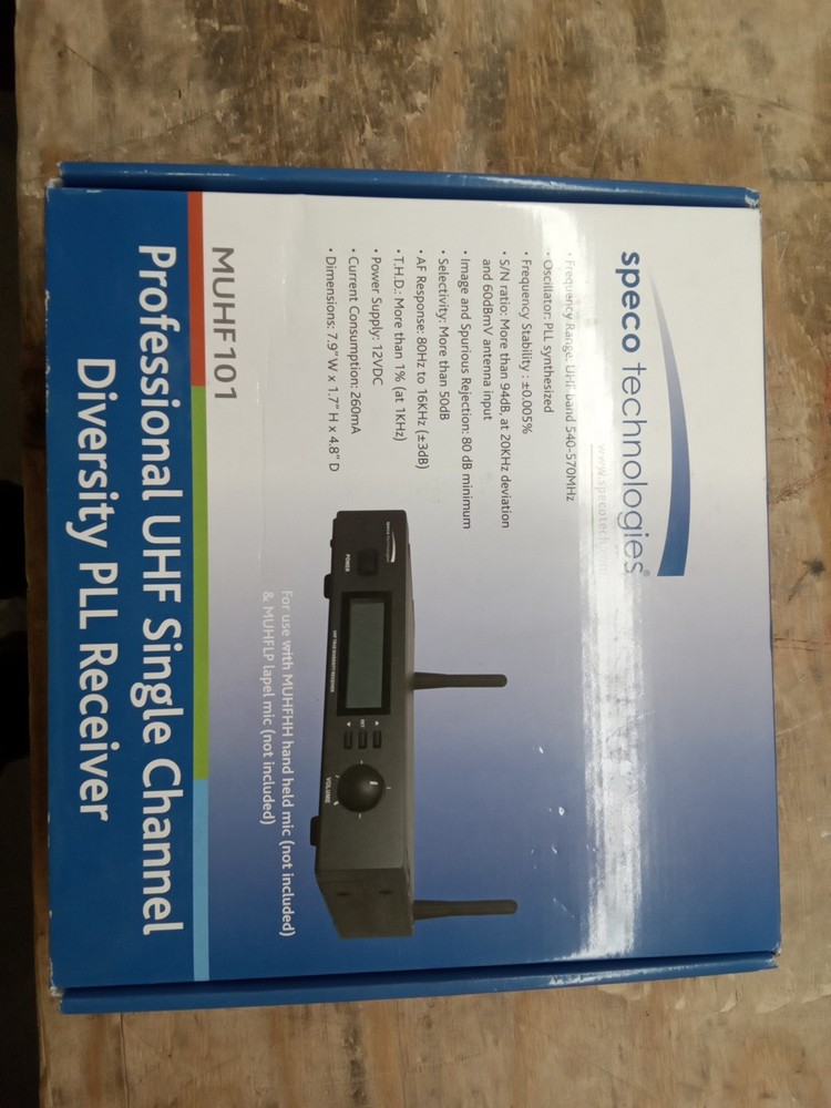Speco Technologies Muhf101 Microphone Receiver, Wireless, Lcd