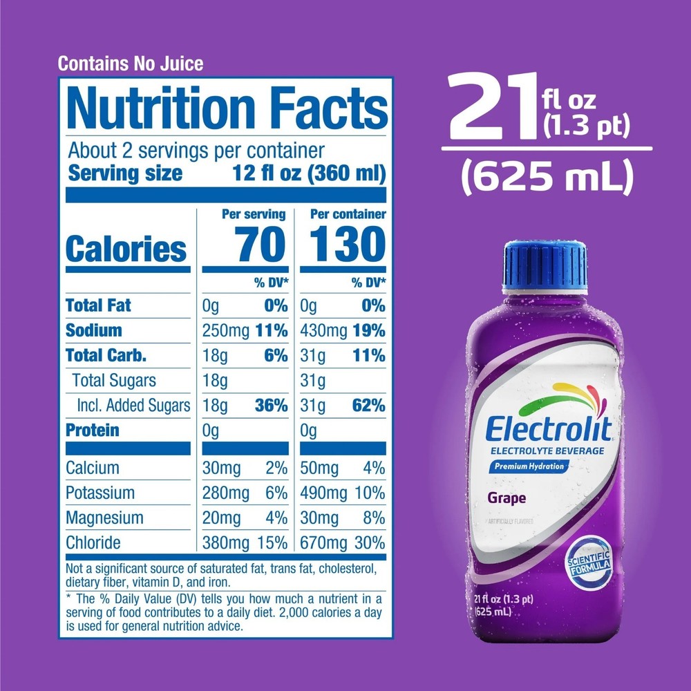 (6 pack) Electrolit Grape 21 FL OZ