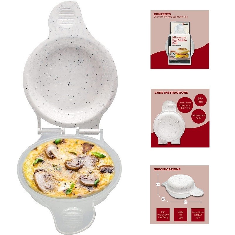 Microwave Egg Muffin Cooker Egg Sandwich Pan Mcmuffin Maker Breakfast 1-Pack