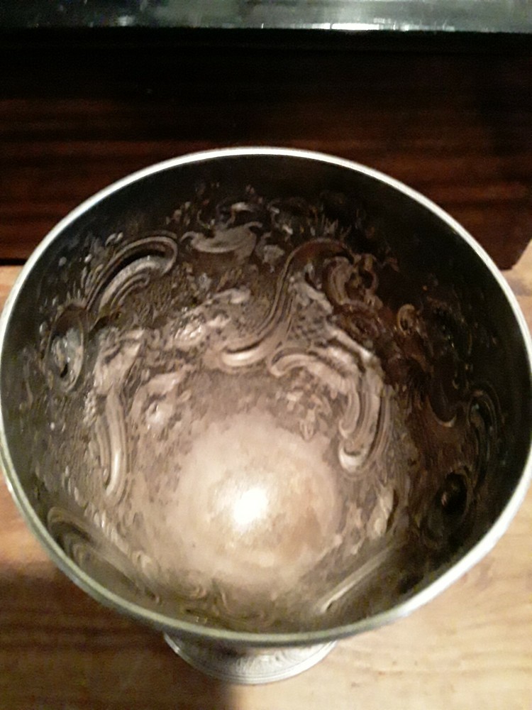 GEORGIAN STERLING SILVER THOMAS DANIEL CHALITE /GOBLET REPOUSSE SCROLL & FLORAL