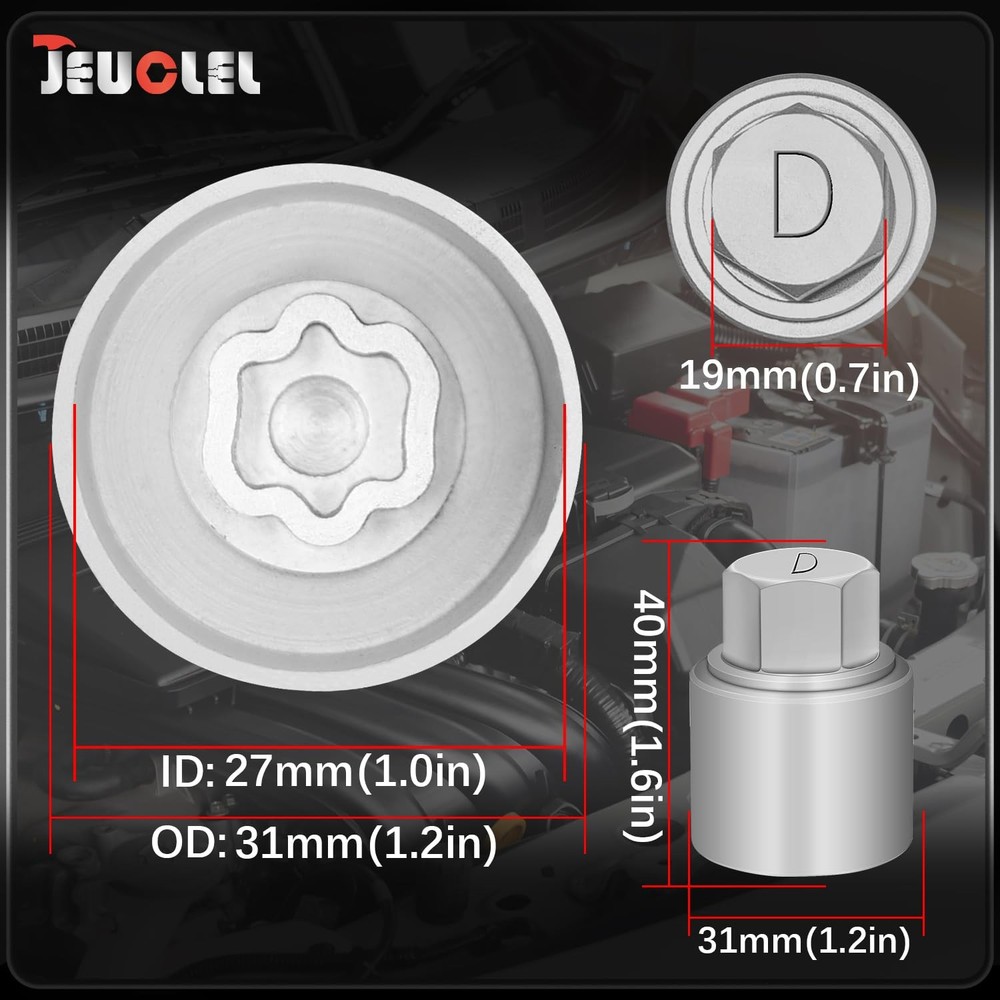 JEUCLEL Type D Wheel Locking Nut Key Compatible with Land Socket D, White