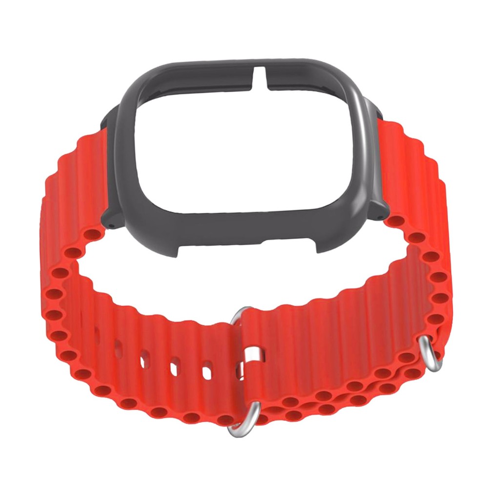 Silicone Watch Band With Case Replacement For Honor 4 Adjustable Strap (Red )