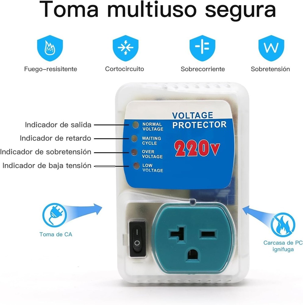 LED Indicated 220V Surge Protector with Adjustable Voltage Regulation - 1 Pack