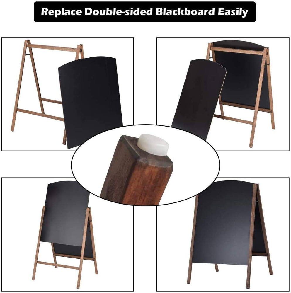 A-Frame Wooden Chalkboard, Double-Sided Rustic Standing Blackboard, Removable Ar