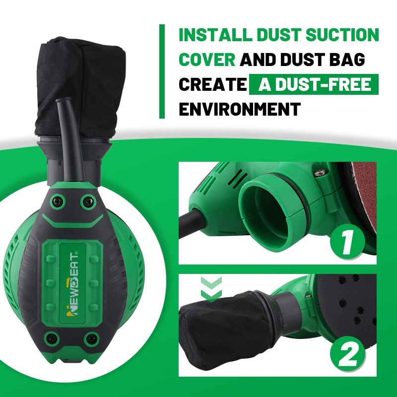 5" Random Orbit Sander Kit 320W Variable Speed with Sanding Discs & Brushes