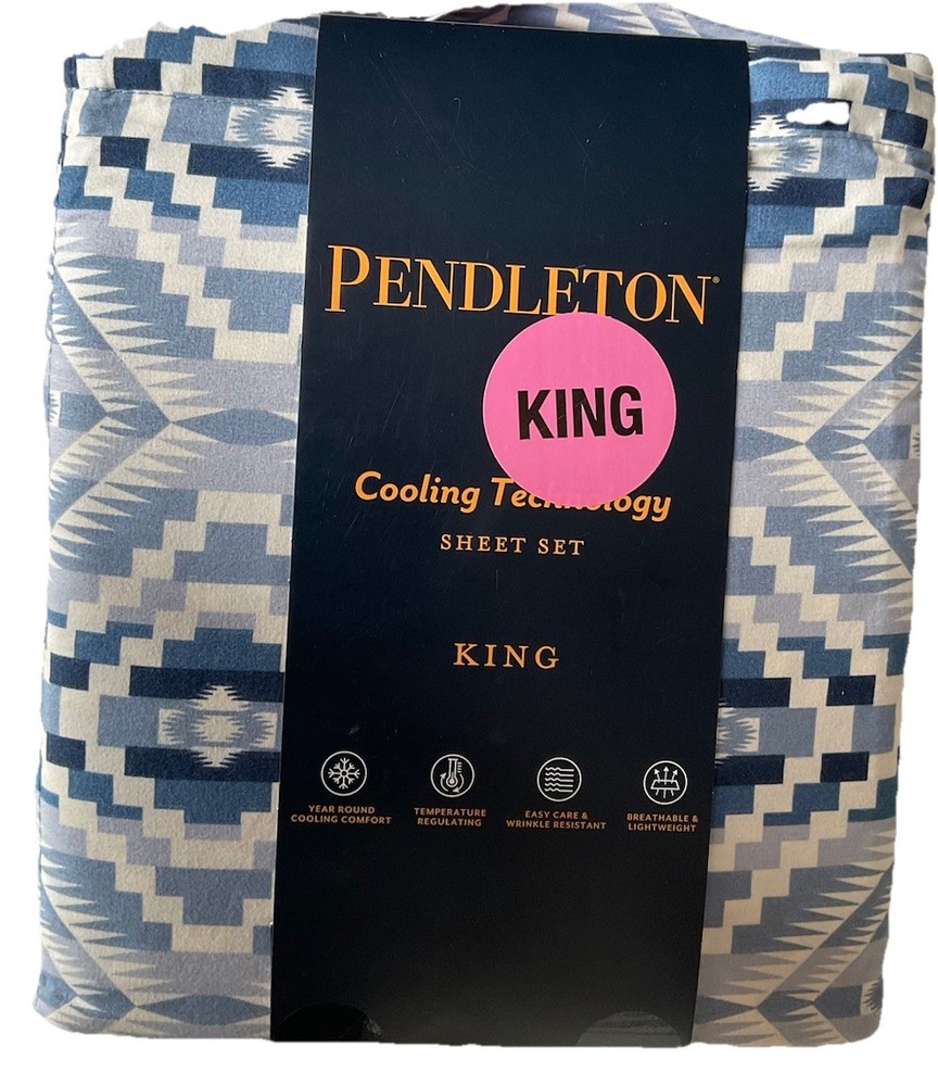 Pendleton KING Cooling Sheet Set Aztec Blue New In Package