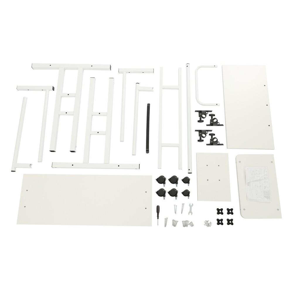 White Computer Desk, Multi Functional Foldable Desk, Adjustable Computer Table