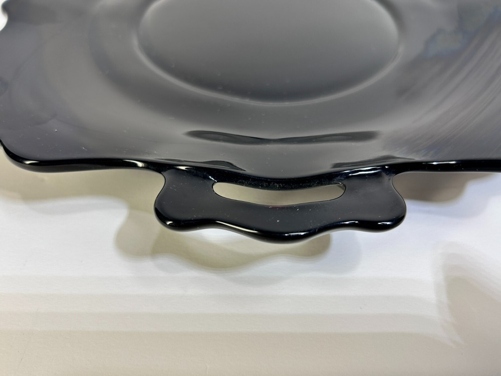 Vintage L.E. Smith, Black Amethyst, Handled Square Dish, Beautiful.