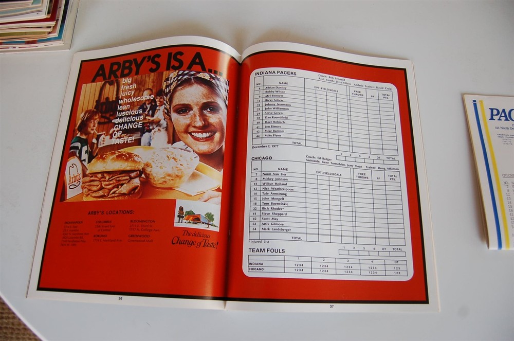 1977 Pacers - Bulls NBA Program - Scott May Cover - w/ Press Notes