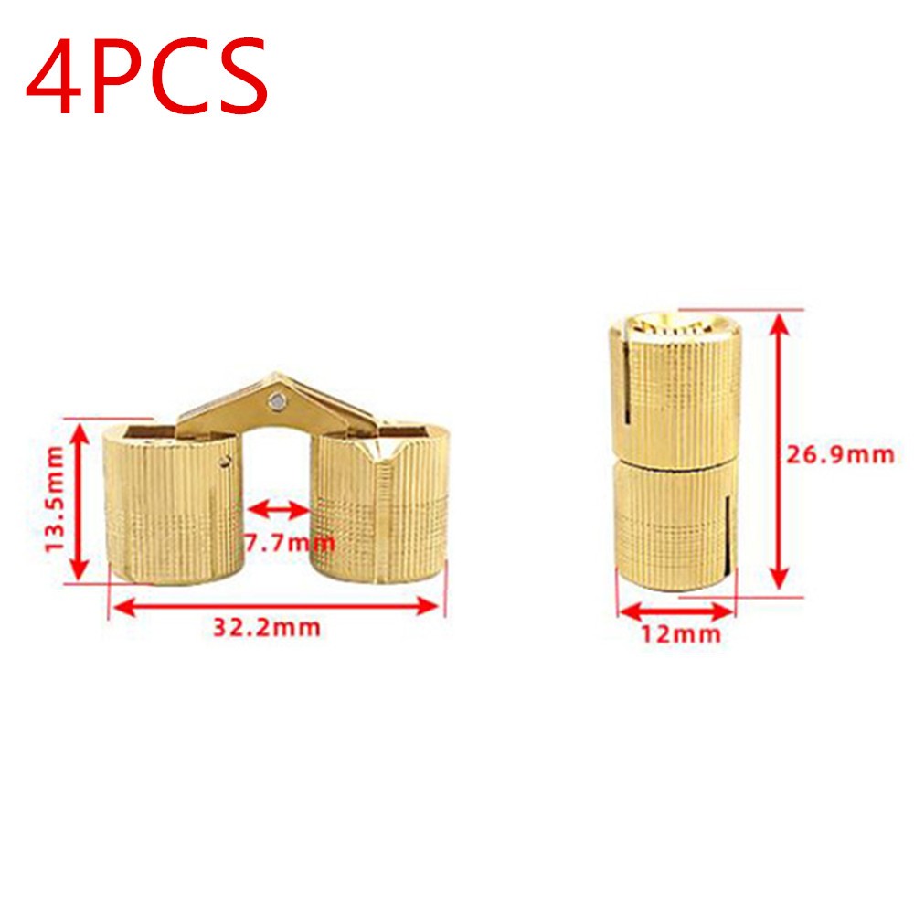 4Pcs Copper Hidden Barrel Hinge Invisible Hinge 10mm 12mm For Concealed Worktop-